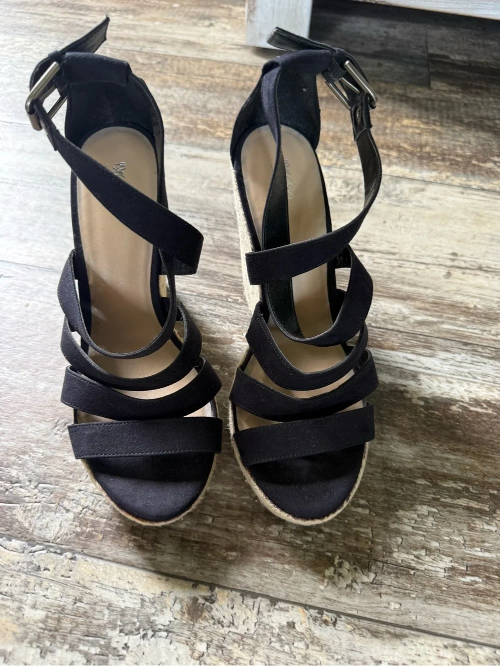 2 for $30 sale: Mossimo Black strappy Espadrille Wedge Sandals